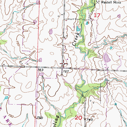 Topographic Map of Sparrow Post Office (historical), MO