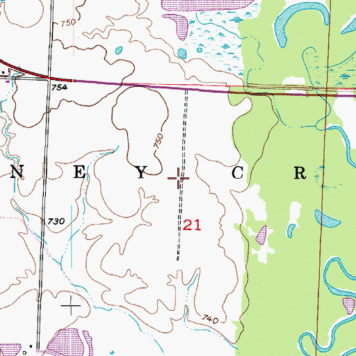 Topographic Map of Winchell (historical), MO