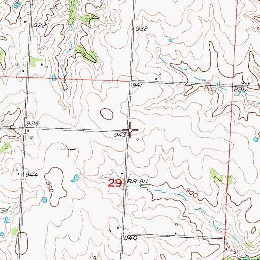 Topographic Map of Aubrey Post Office (historical), MO