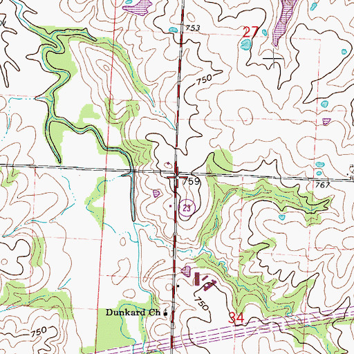 Topographic Map of Cana School (historical), MO