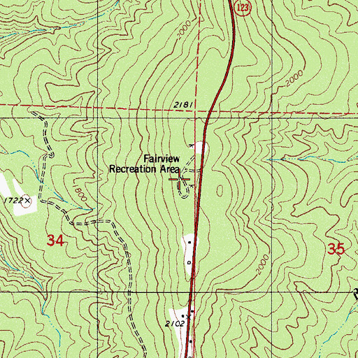 Topographic Map of Fairview Recreation Area, AR