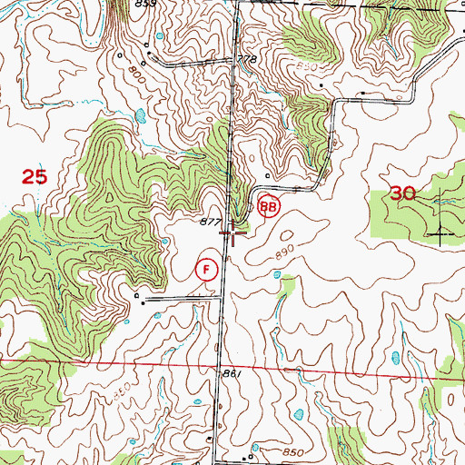 Topographic Map of Masonic Hall School (historical), MO