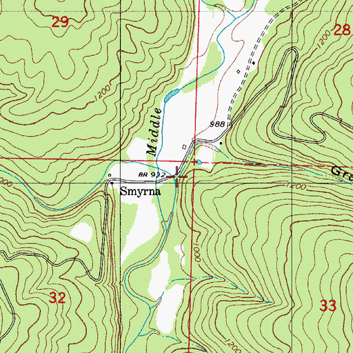 Topographic Map of Graveyard Hollow, AR