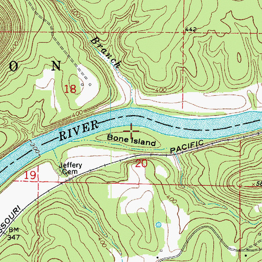 Topographic Map of Bone Island, AR