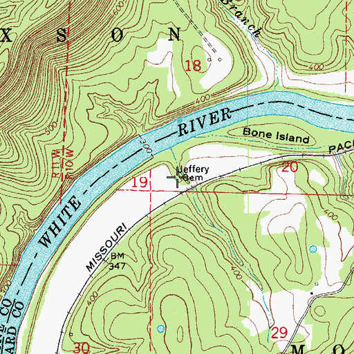 Topographic Map of Jeffery Cemetery, AR