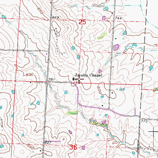 Topographic Map of Waldon School (historical), MO