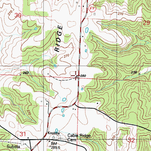 Topographic Map of Cable Ridge School (historical), MO