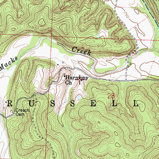 Topographic Map of High Point School (historical), MO