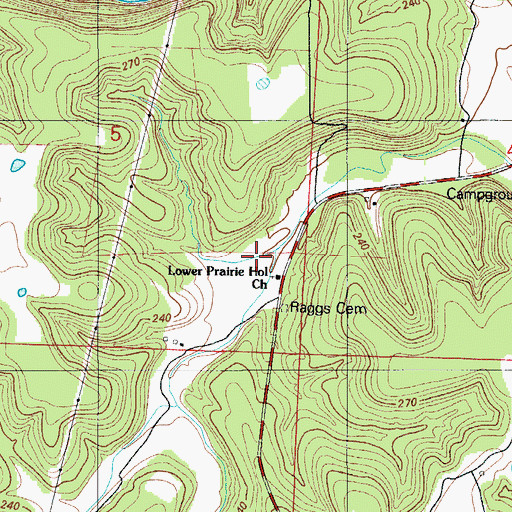Topographic Map of Ragg School (historical), MO