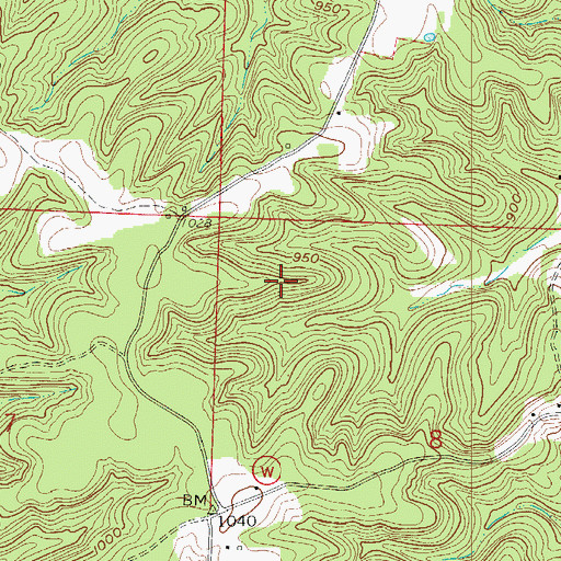 Topographic Map of Hickory Grove School (historical), MO