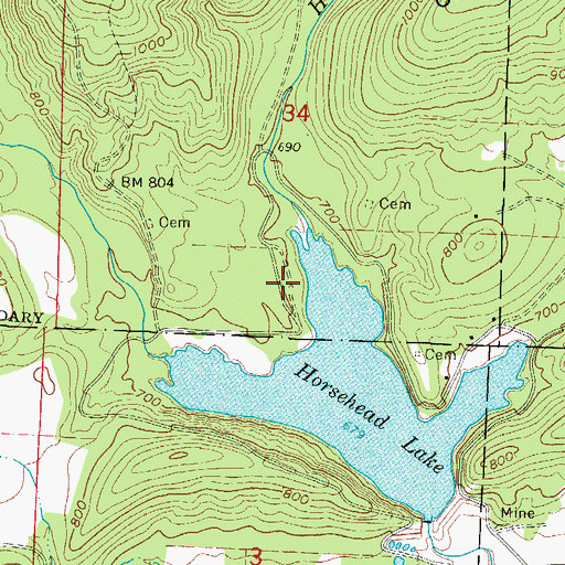 Topographic Map of Horsehead Lake Campground and Picnic Area, AR