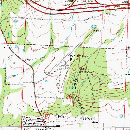Topographic Map of Ozark-Franklin County Airport, AR