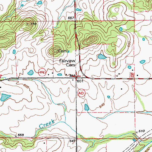 Topographic Map of Grassy Creek Presbyterian Church, MO