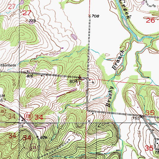 Topographic Map of Harmony School (historical), MO