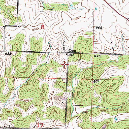 Topographic Map of Burford School (historical), MO