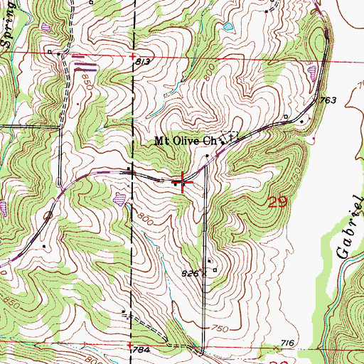 Topographic Map of Mount Olive School (historical), MO