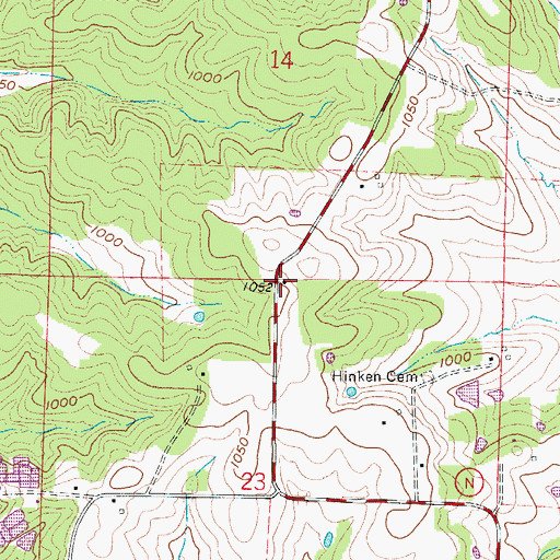Topographic Map of Hinken School (historical), MO