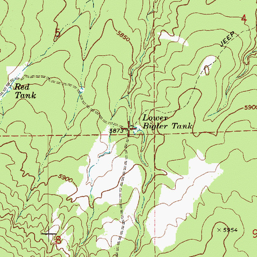 Topographic Map of Lower Bigler Tank, AZ
