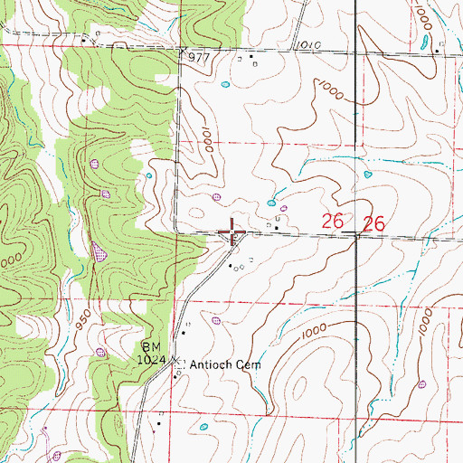 Topographic Map of Burkstresser School (historical), MO