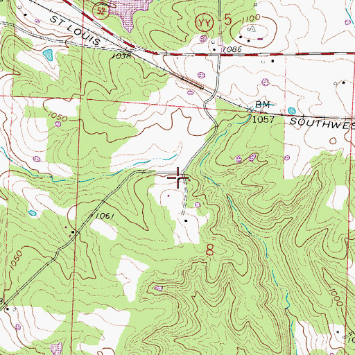Topographic Map of Post Oak School (historical), MO