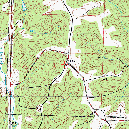 Topographic Map of Fair View School (historical), MO