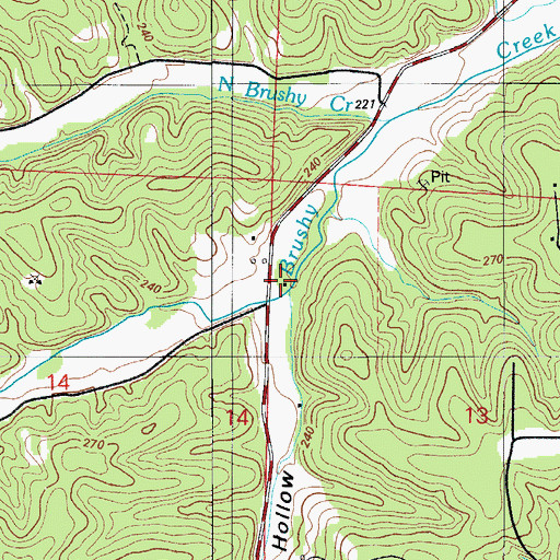 Topographic Map of Hubbard School (historical), MO