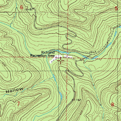 Topographic Map of Richland Recreation Area, AR