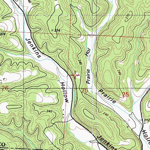 Topographic Map of Jenkins School (historical), MO