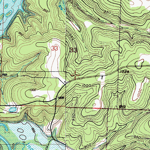 Topographic Map of Cream Ridge School (historical), MO
