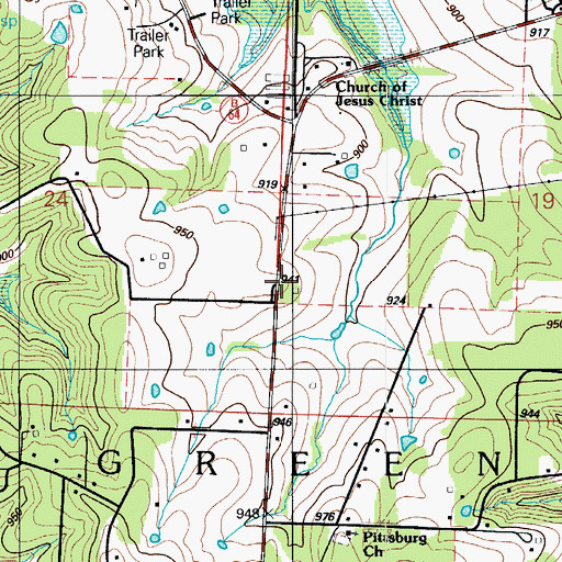 Topographic Map of Hartman Grove School (historical), MO
