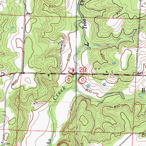 Topographic Map of Rocky Dale School (historical), MO