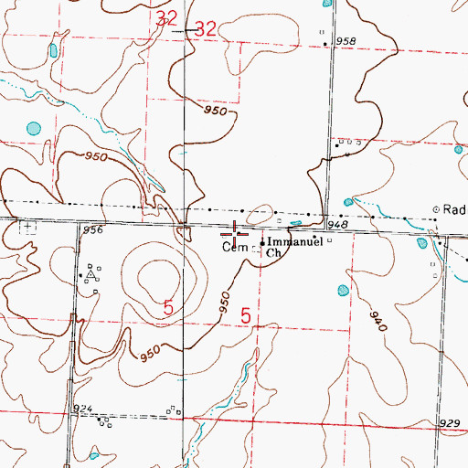 Topographic Map of Pierce School (historical), MO