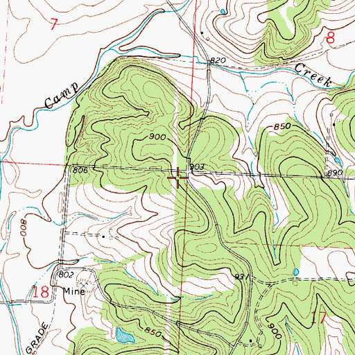 Topographic Map of Rocky Ridge School (historical), MO