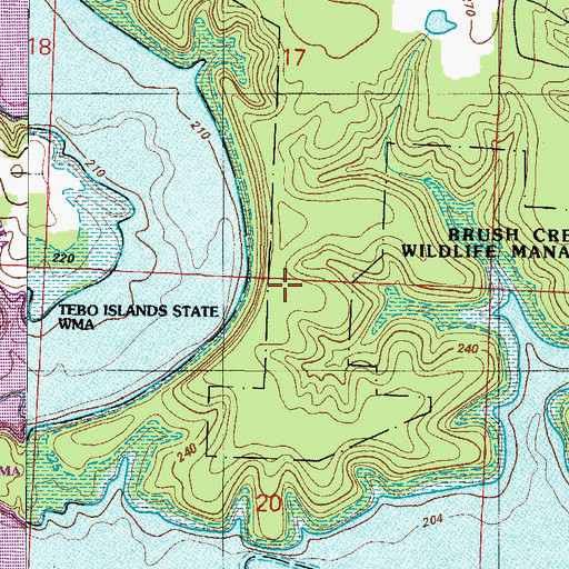 Topographic Map of Oak Grove School (historical), MO