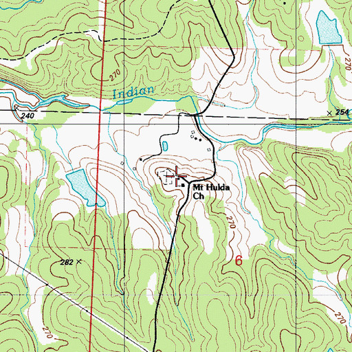 Topographic Map of Mount Hulda School (historical), MO