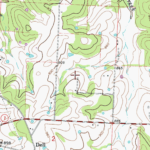 Topographic Map of North Dell School (historical), MO