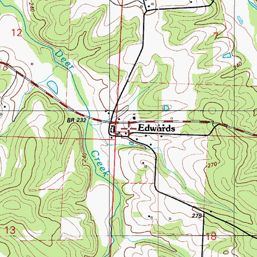 Topographic Map of Edwards School (historical), MO