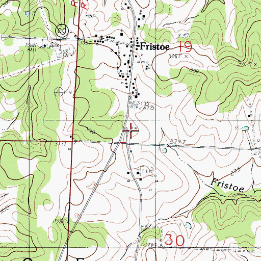 Topographic Map of Fristoe School (historical), MO