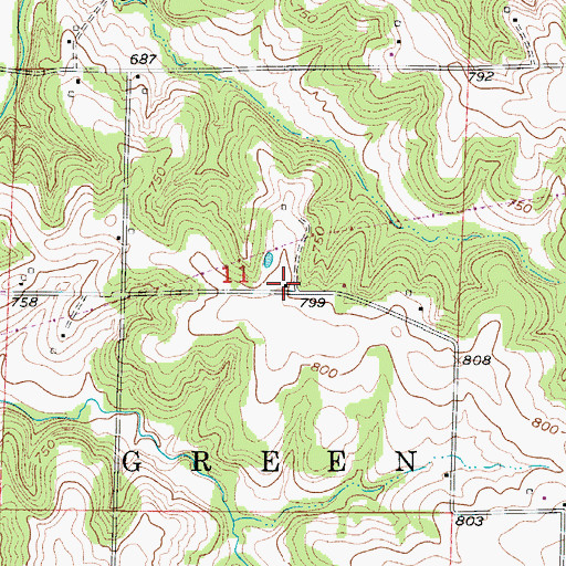 Topographic Map of Lovelace School (historical), MO