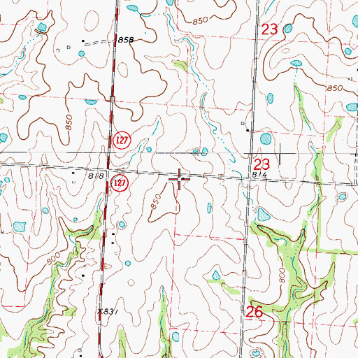 Topographic Map of Pleasant Green School (historical), MO