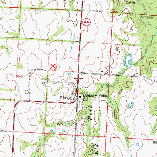 Topographic Map of Hickory Point School (historical), MO