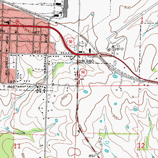 Topographic Map of McVey School (historical), MO