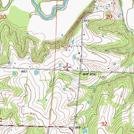 Topographic Map of Pin Oak School (historical), MO