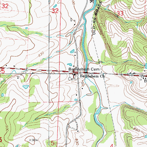 Topographic Map of Valda, MO