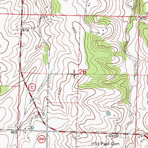 Topographic Map of Bunker Hill School (historical), MO