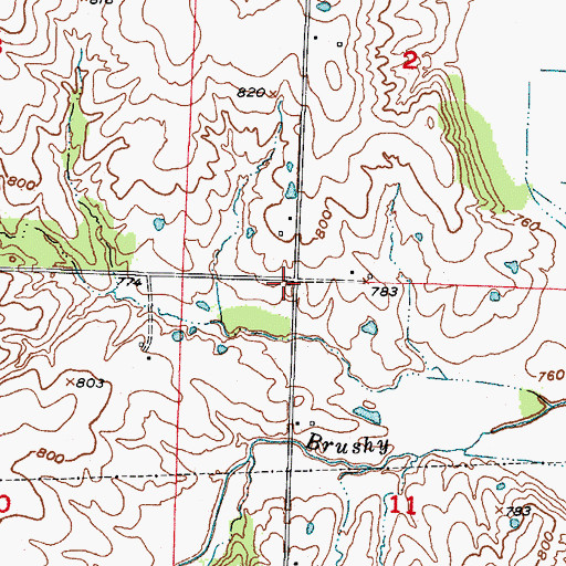 Topographic Map of Brushy School (historical), MO