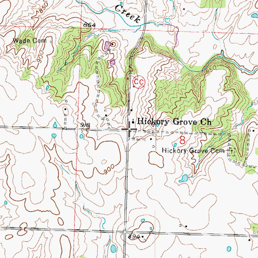 Topographic Map of Hickory Grove School (historical), MO