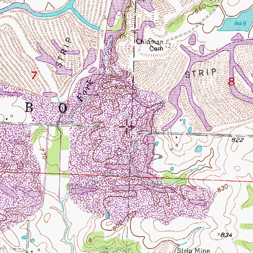 Topographic Map of Berry School (historical), MO