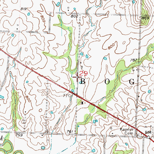 Topographic Map of Oak Grove School (historical), MO