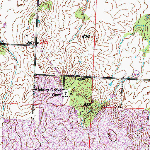 Topographic Map of Hickory Grove School (historical), MO